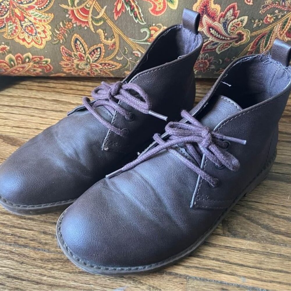 Gap Kids Size 1 Boy Brown Dress Shoes Leather Ankle Boot Lace Up Like New School